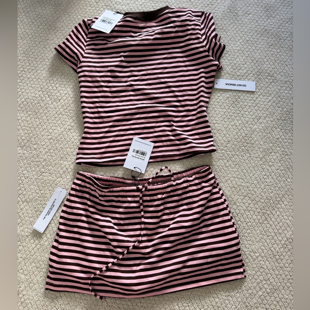 BRAND NEW Princess Polly matching set brown and pink striped